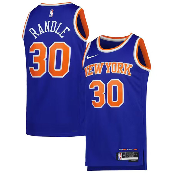 Men's New Yok Knicks #30 Julius Randle 2022/23 Blue Icon Edition Swingman Stitched Basketball Jersey